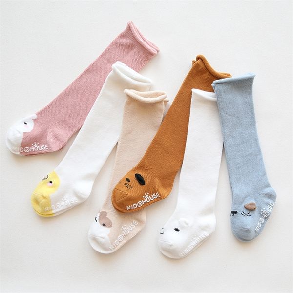 

девочка колено высокие носки длинные антипробуксовочная весна leg warmer дети с резиновыми подошвами младенца хлопка малышей девушки мальчик, Pink;yellow