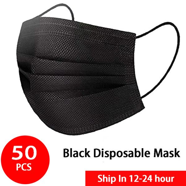 

mouth newnose 3ply mask 50pcs black protect soft and breathable protection facemask mascarilla mouth-muffle face cover