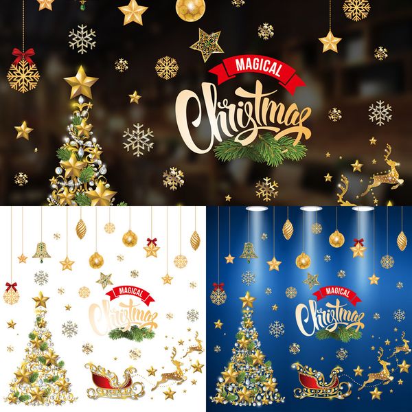 

year merry christmas window wall decoration new decal home decor xmas single-piece package sticker 2021 vv