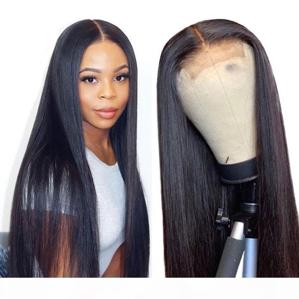 

straight wig soft remy virgin brazilian hair 360 lace frontal wigs medium size cap pre plucked glueless human hair with baby, Black;brown