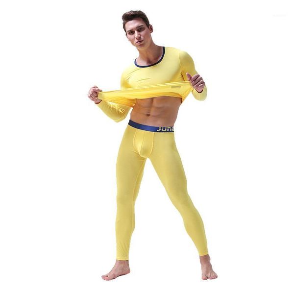 

ultra soft solid thin thermal underwear men's long johns pajamas set sous vetement homme male winter round neck warm clothes1, Black;white