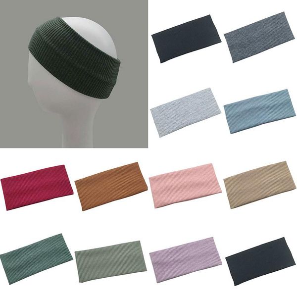 

women headband stretch knitted cotton headband solid color sport yoga hairband casual female hair accessories elastic hair bands q sqcgrv