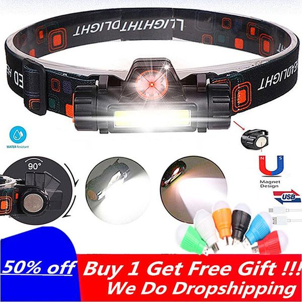 

2 led cob head lamp car inspect light led head lamp usb rechargeable headlamp usb magnet work light torch