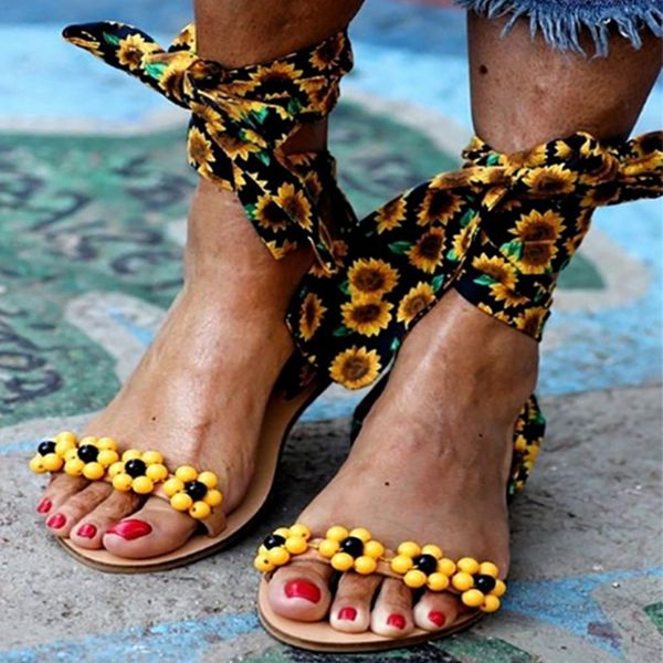 

2020 handmade sandals women flat sandals ankle strap beaded special women's shoes beach sandals plus size 34-43 0928, Black