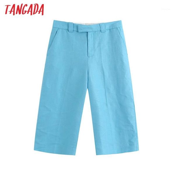 

tangada 2020 women elegant blue shorts zipper pockets female retro casual shorts pantalones be8271, White;black