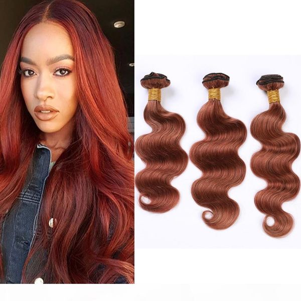 

dark auburn brazilian wavy human hair weave bundles body wave #33 copper red virgin hair extensions reddish brown human hair weave wefts, Black