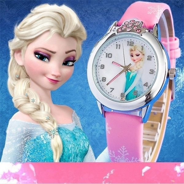 

factory sale new cartoon beautiful boy fashion princess student's leather quartz watch, girl's watch, Slivery;brown