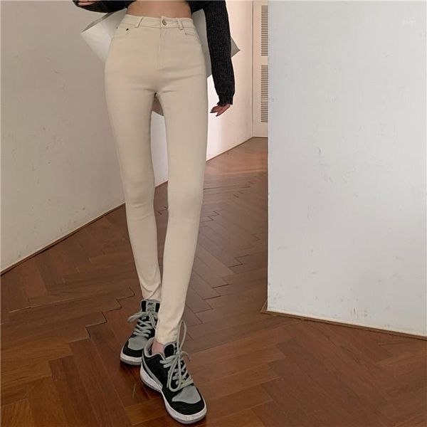 

spring autumn women's all-match thin elastic leggings casual pencil pants1, Black;white