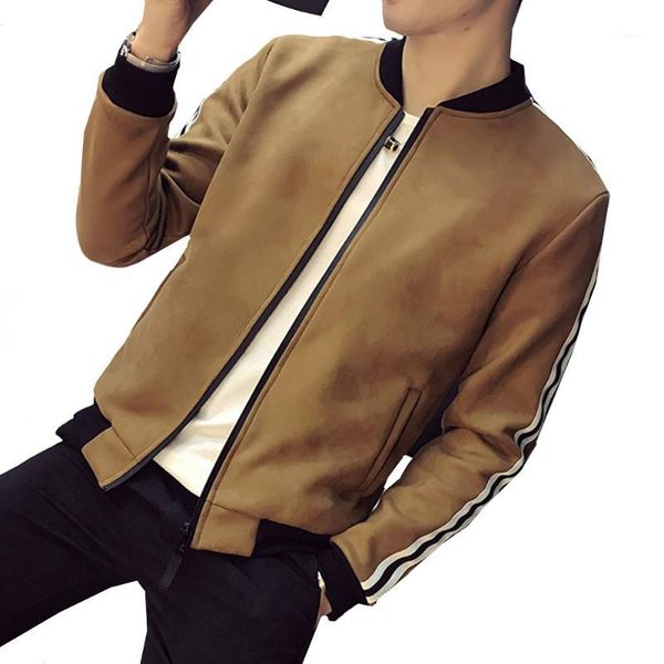 

2018 spring autumn new youth fashion street men korean slim suede jacket male wild classic style baseball collar coats1, Black;brown
