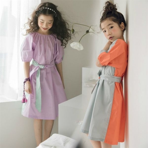 

2020 summer big girls dress colorblock cotton teens kids princess party frocks fashion children clothes mother daughter dress t200709, Red;yellow