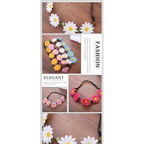 

haimeikang girls bohemia flower wreath daisy garland elastic rubber headband hawaii beautiful hair accessories for wedd jllsqi