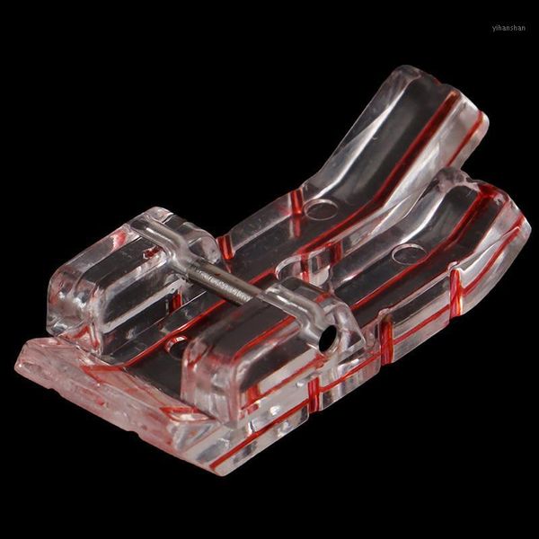 

1pcs center line diy sewing foot for household multifunction sewing machines plastic clear red line presser foot1, Black