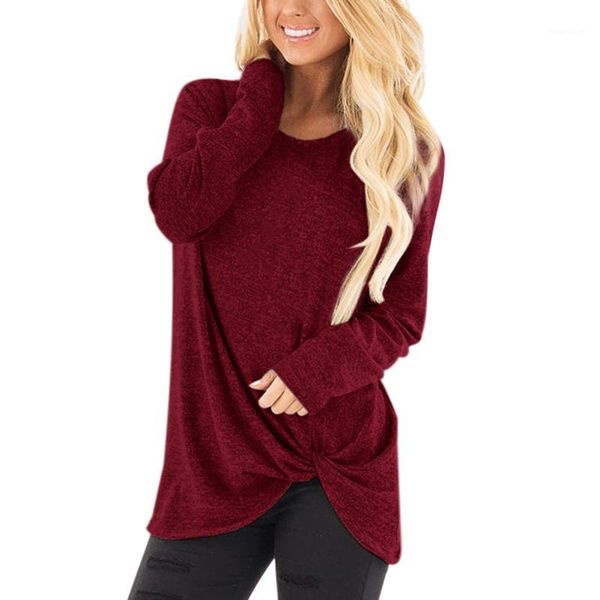 

women t-shirts fashion loose long sleeve o-neck casual solid t-shirt irregular hem winter t-shirts ropa de mujer1, White