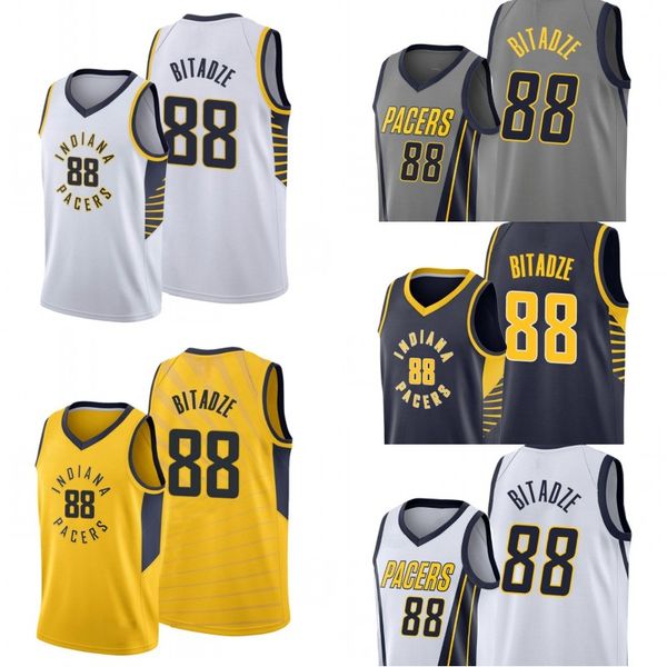 

indiana pacers men goga bitadze basketball jersey, Black