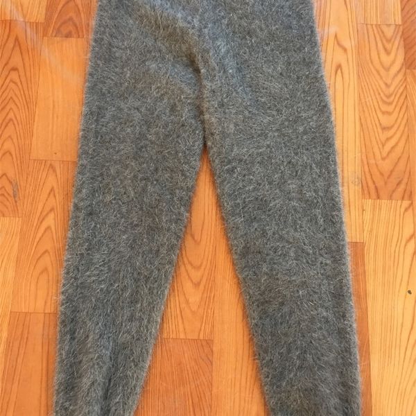 

man winter mink cashmere knitted trousers thick warm pants j59 201118, Black