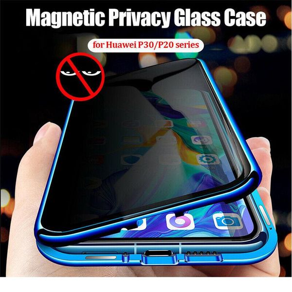 

privacy anti-peeping magnetic case for huawei p30 p40 pro double sided tempered glass case for huawei p40 lite e p sma sqckiq