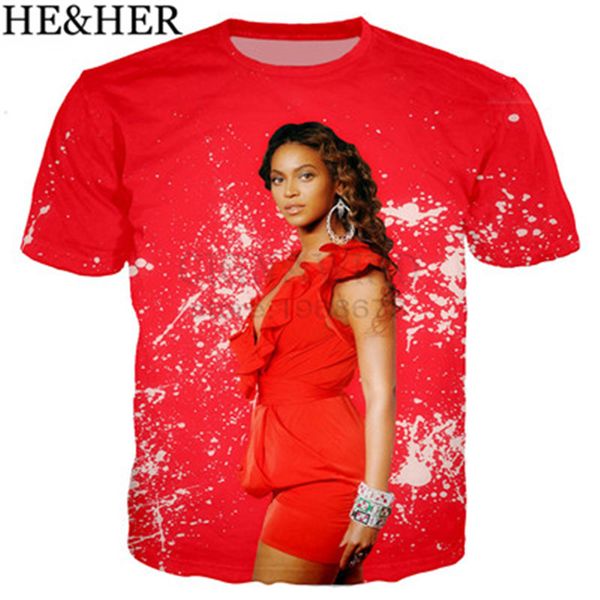 

new popular singer beyonce style 3d print shirts kawaii oversized plus size men clothing