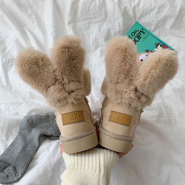 

lovely snow boots women's autumn and winter 2020 new simple casual bread shoes warm, comfortable and fashionable cotton shoes, Black