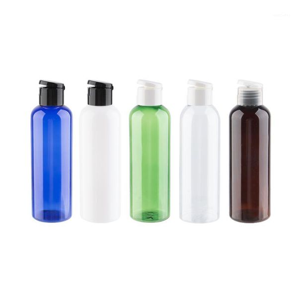 

storage bottles & jars 200ml x 30pcs empty clear amber refillable cosmetic bottle with plastic flip cap 200cc capacity pet shampoo conta