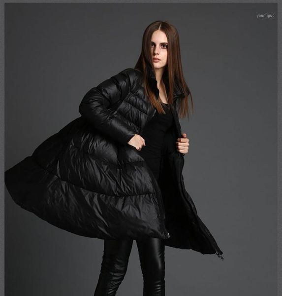 

2018new winter coat big skirt loose big yards thick down jacket high-quality white duck down coat female1, Black