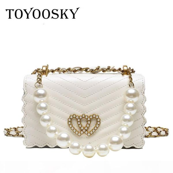 

toyoosky elegant female pearl messenger bag 2020 fashion pu leather women's designer handbag beading chain shoulder bags