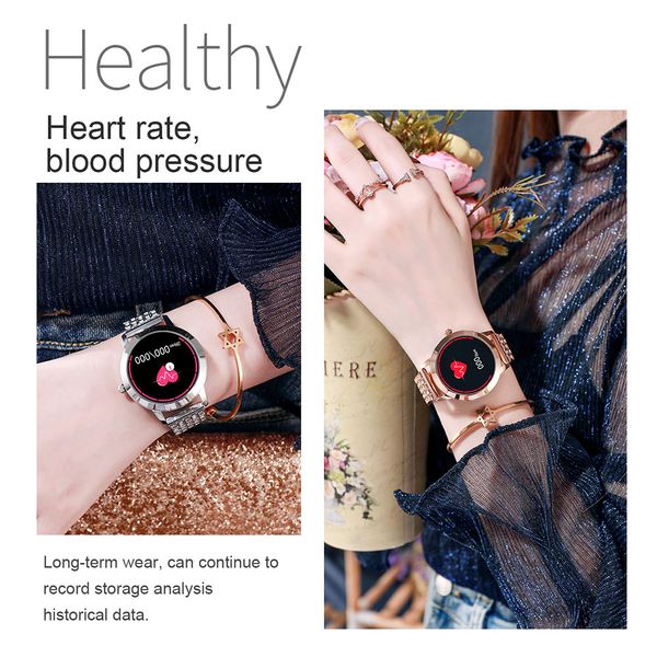 

women fashion smart watch reminder ip68 rate blood call message fitness heart smartwatch waterproof lw10 for android pressure ios track sbko, Slivery;brown