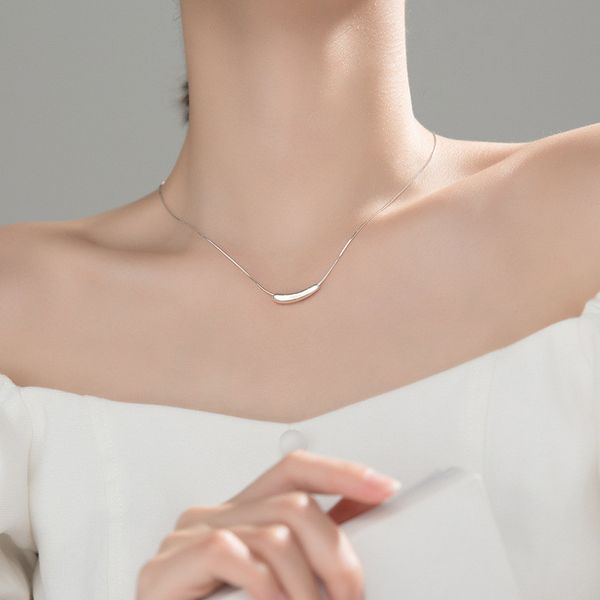 Daiwujan simples lustroso gota de água cobra cadeias colares coreano 925 esterlina prata gargantilha colar para mulheres jóias de casamento q0531