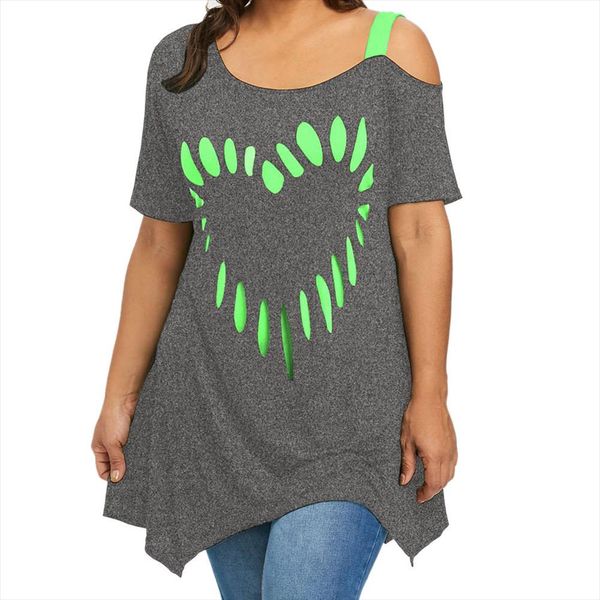 

женские топы и блузки 2020 5xl большой размер женщин любовь печати с коротким рукавом повседневная рубашка топы блузка топ женский, White