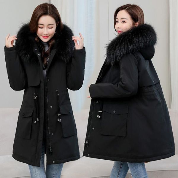 

Women's Cotton Padded Coat Big 2021 Winter Cqzn, Tan;black