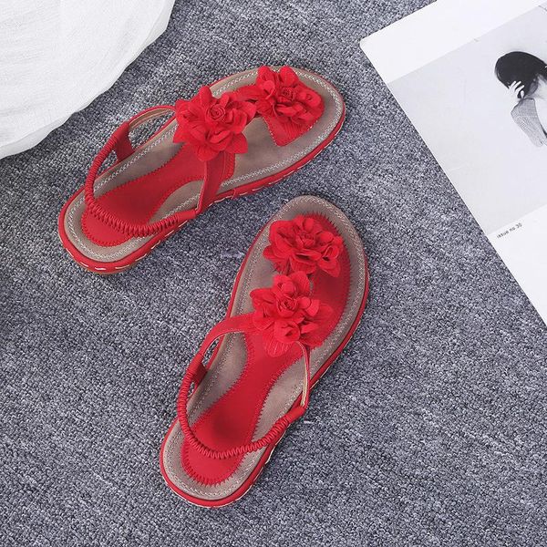 

sandals fashion women's summer handmade ladies shoes floral women flats retro style 35-43, Black