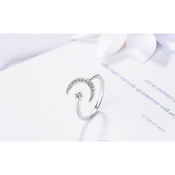 

simple zircon moon star 925 sterling silver rings for women gir bbykin bde_home