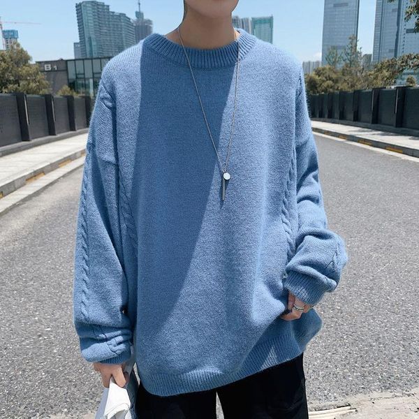 

men's solid color sweaters casual oversize woman pullovers korean streetwear fashion 2020 winter male clothing, White;black