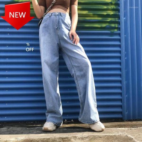 

boyfriend jeans for women streetwear womens mom jeans denim 2020 korean loose wide leg pants woman cotton1, Blue