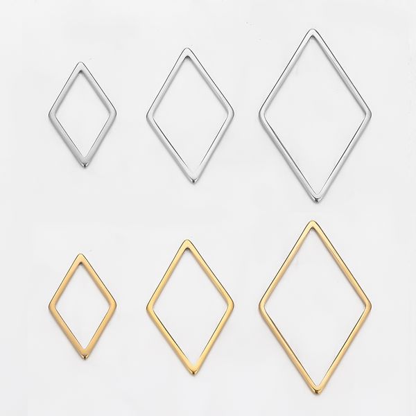 

20pcs stainless steel rhombus charms for bracelet connector necklace pendants handmade earrings diy jewelry making accessories, Bronze;silver