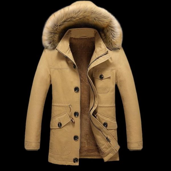 

winter men's thick coats warm male jackets padded casual hooded thermal parka new men overcoats mens brand coat, Black