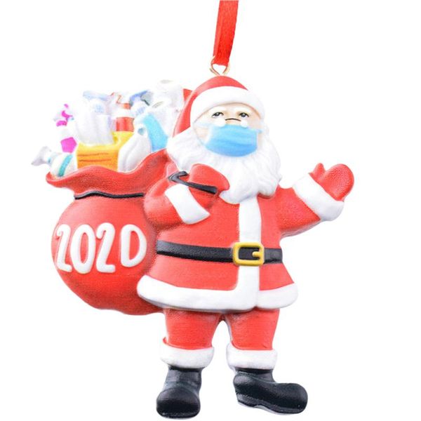 

2020 merry christmas santa claus hanging ornament santa wearing a face mask decoration for christmas tree adornos navideÃ±os