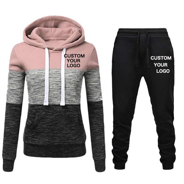 

2020 new brand tracksuit women pant 2 piece sets woman sportswear fleece thick hoody+pants sport suits custom logo, Gray