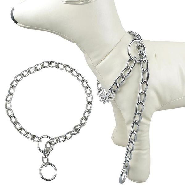 

new brand chrome stainless steel p chock metal chain pet dog training collars n wmtbvo