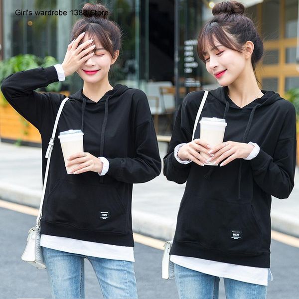 

women's hoodies & sweatshirts black sweater women 2021 korean fashion loose student languid long sleeve coat ins early autumn top