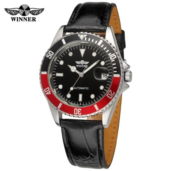 

wristwatches winner men's watches fashion automatic self-wind round genuine leather strap brand color black wrg8066m3, Slivery;brown