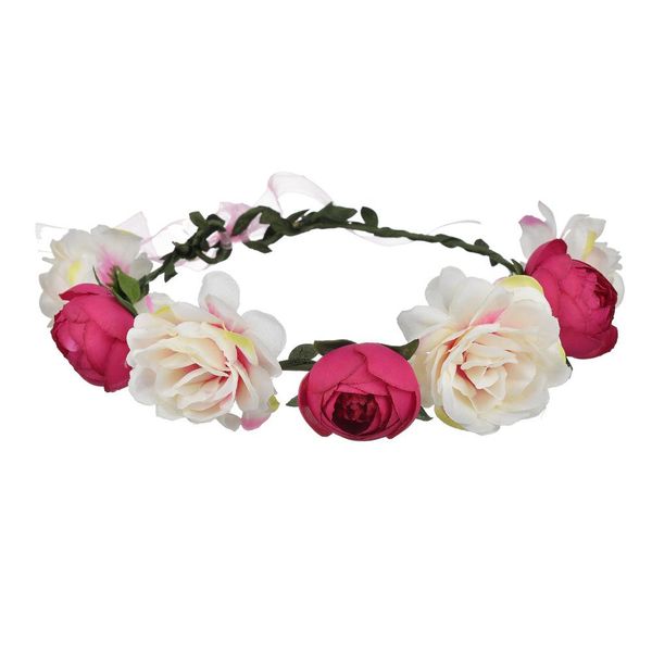

rose flower crown wreath women wedding tiaras head band floral headwear bridesmaid bridal headpiece beach headband garland q wmtaix