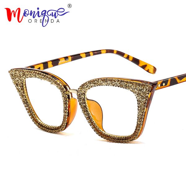 

vintage cat eye sunglasses women bling diamond men female sun glasses cateye bling luxury metal glasses clear lens eyewear gafas, White;black