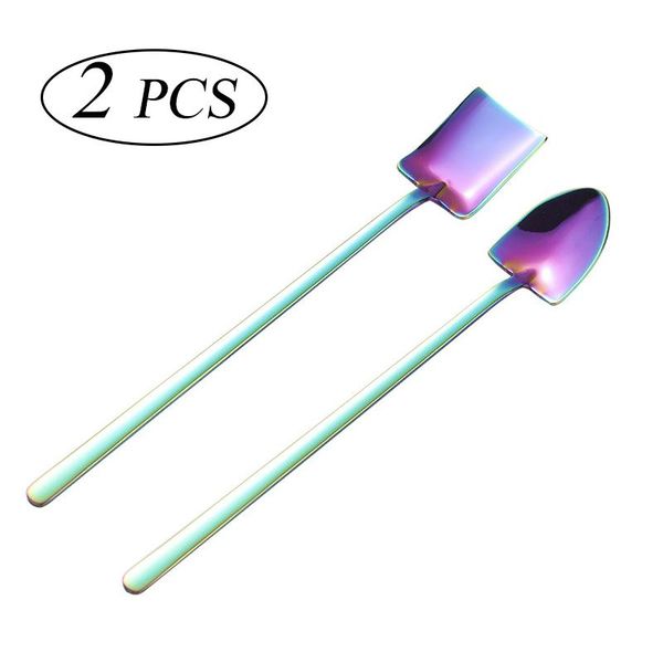 

304stainless steel long handle coffee spoon shovel creative ice spoons tea spoons cocktail mixing spoon flatware bar accessories h jllqcg
