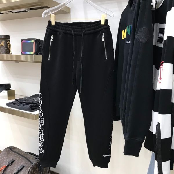 

chromehearts croxinwei exquisite hand embroidery craft letter casual pants, Black