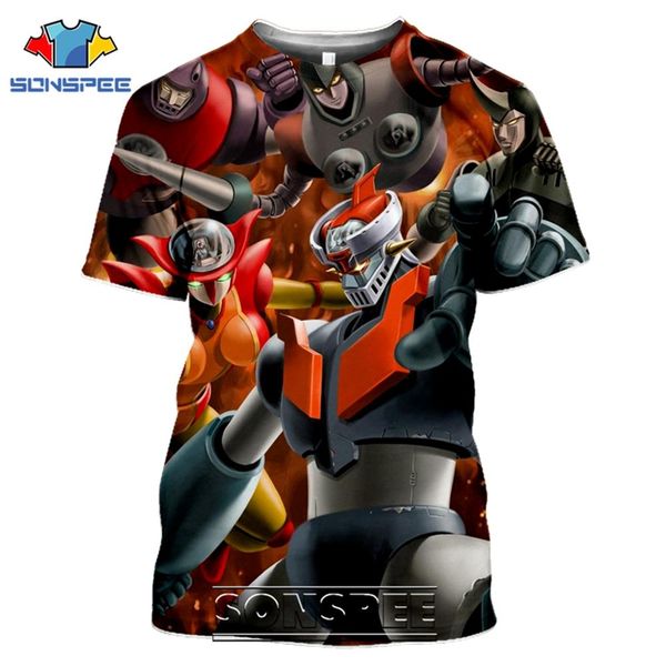 

japanese mazinger z classic anime robot homme 3d print shirts harajuku plus size humor men clothing