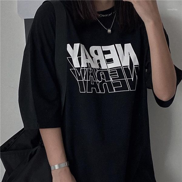

women fun dropshipping ulzzang cute kpop punk clothes short sleeve street hip hop oversize vintage letter print bar 1, White