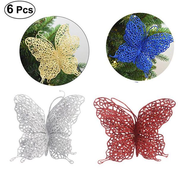 

6шт с рождеством украшения серебро бабочка украшение рождественской елки подарок для xmas украшения повесьте украшение качество a3 sqcogl