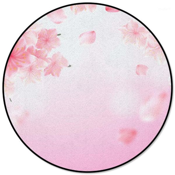 

pink graded flower spring printed round carpet for living room kids bedroom table sofa carpet area rug mats1