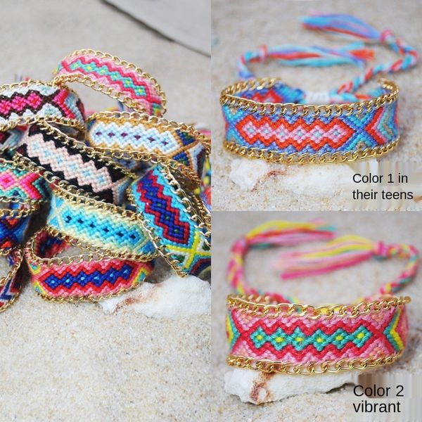 

peuif hand woven fashion style beach national bohemian braided rope bracelet national bracelet style friendship chain rope xiksu, Golden;silver
