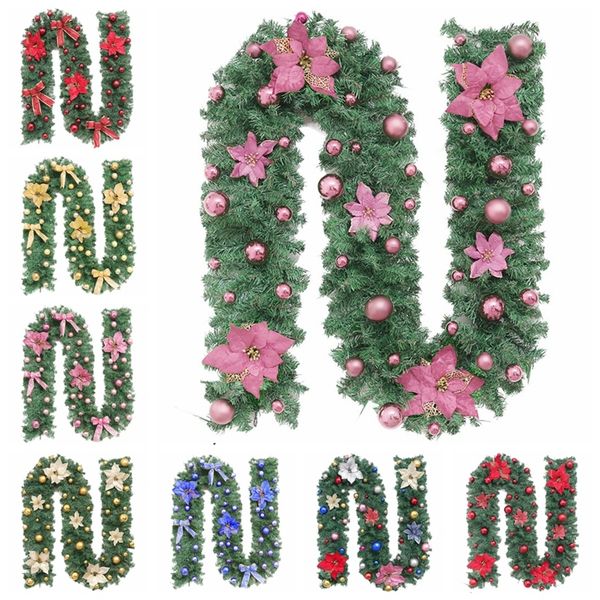 

party christmas 270cm garland original green decoration merry xmas rattan cane wreath home yard decor seashipping ljjp293 we2c